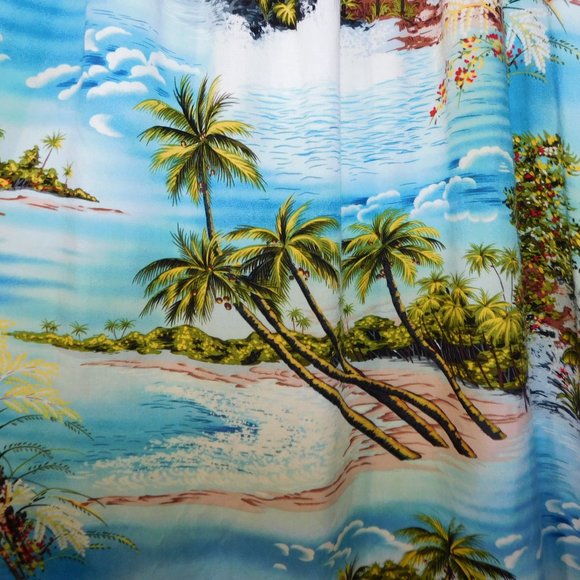 Puanani RJC Hawaii Womens L Rayon Hawaiian Dress MuuMuu Island Ocean Print Blue - Picture 7 of 11